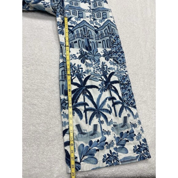 Farm Rio Anthropologie Denim Overalls Women Blue Floral Vacay Retro Boho Large - Picture 6 of 16